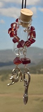 Red Glass stonewrap aromanecklace